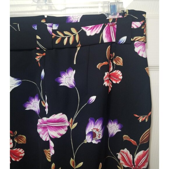 EXPRESS Black Floral Print High Waisted Tapered Leg Ankle Length Pants Size 12s - Picture 7 of 7